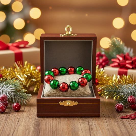 Festive Red and Green Stretch Bracelet