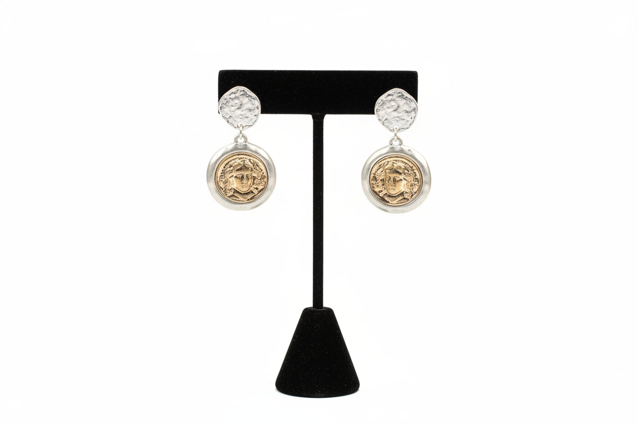 Coin Face Textured Earrings