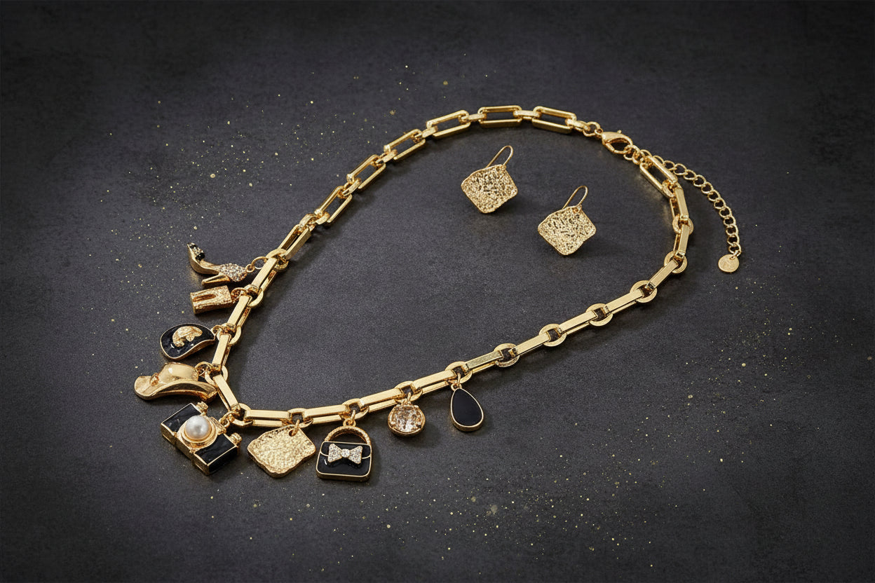 Charm Necklace, Gold