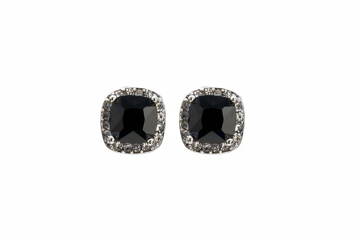 Elegant 8mm Black Cubic Zirconia Earrings