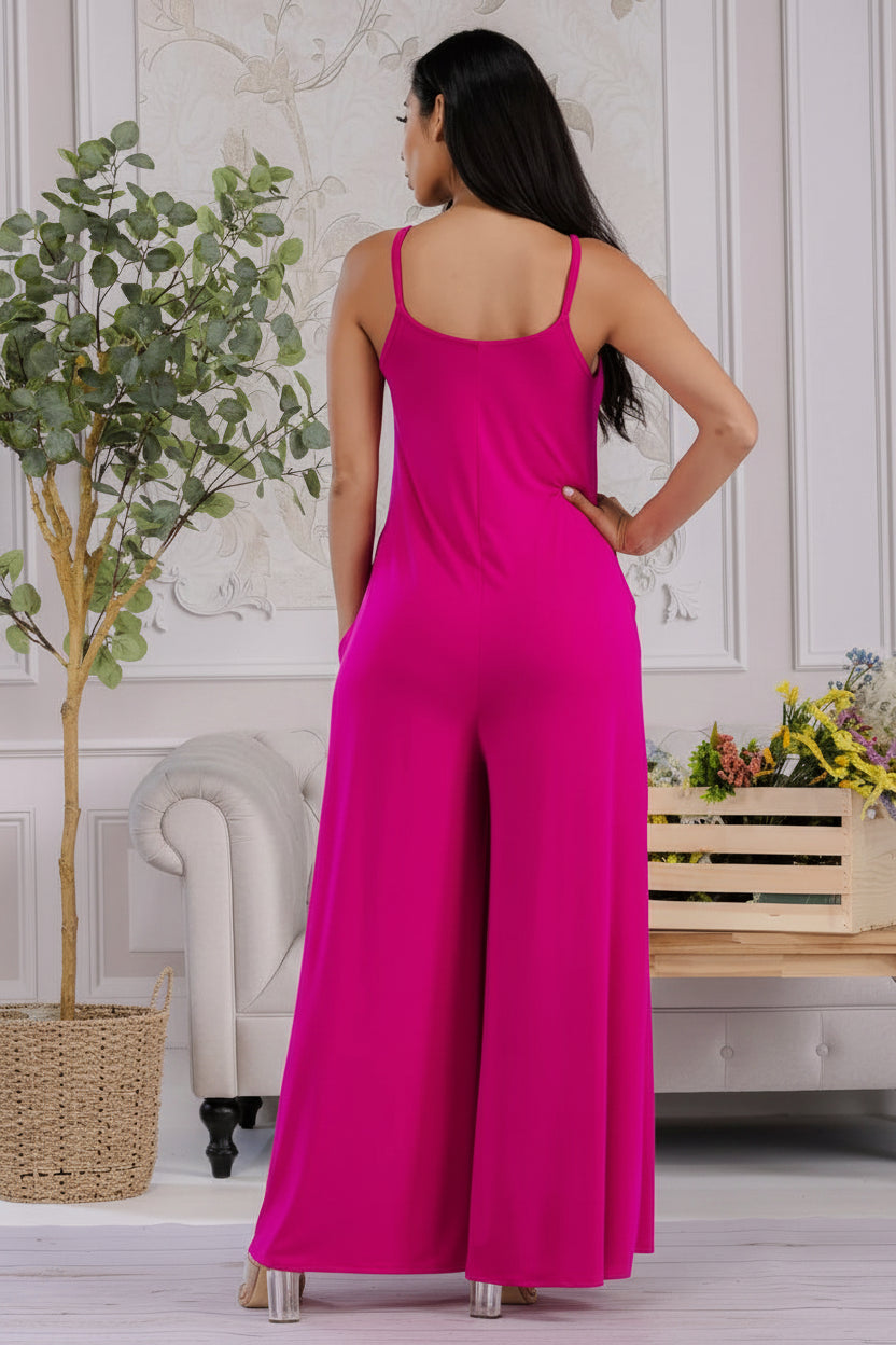 Jumpsuit Wide-Leg, Magenta