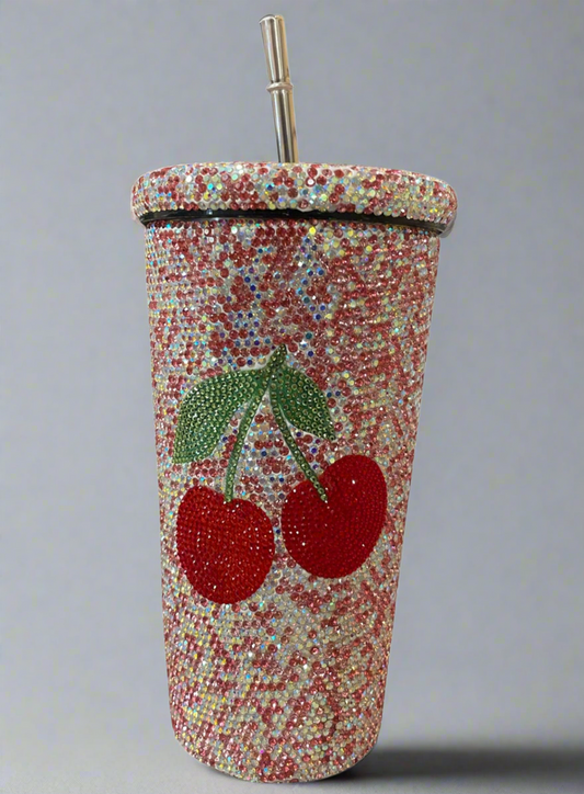 Cherry Cup With Pink Rhinestones
