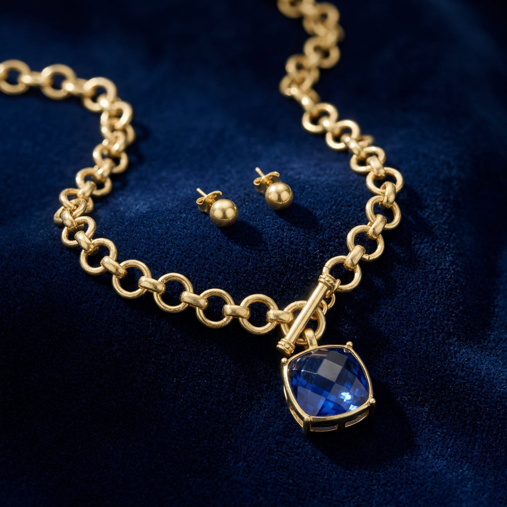 Water-Resistant Cushion Pendant Toggle Necklace