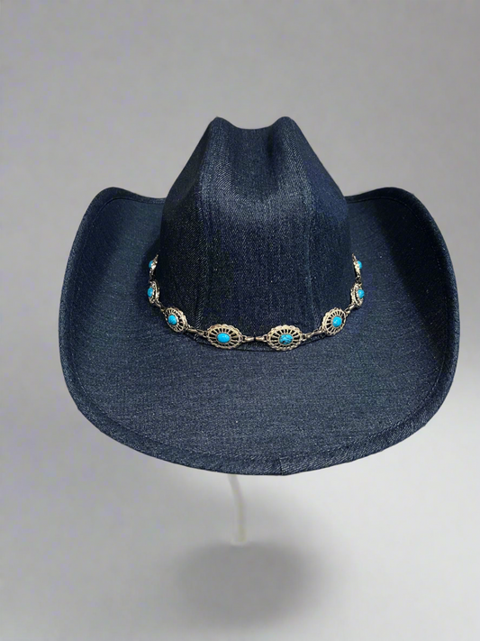 Denim Cowgirl Hat with Band