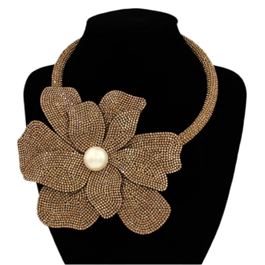 Flower Choker Necklace, Topaz
