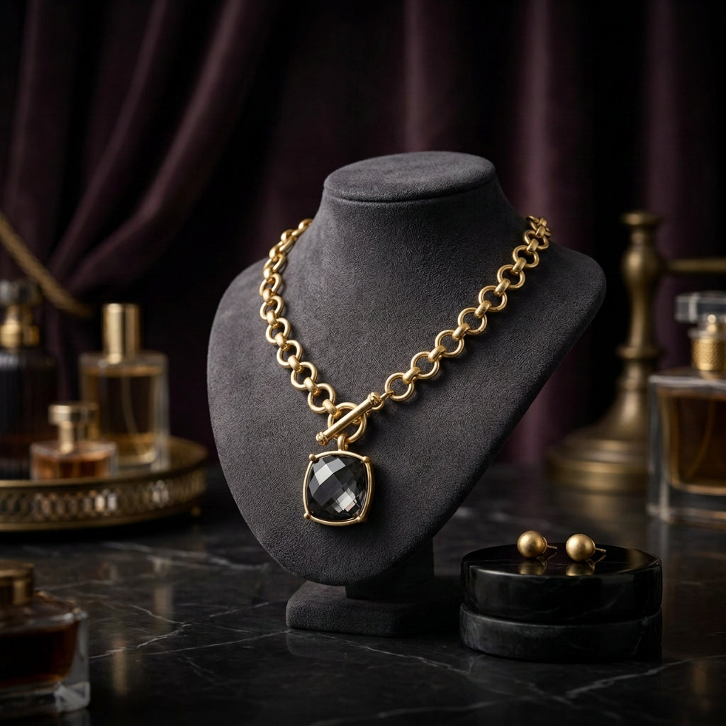 Water-Resistant Cushion Pendant Toggle Necklace