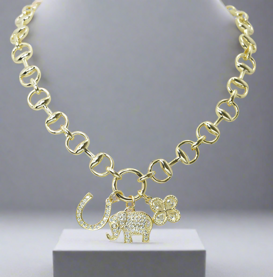 14K GOLD PLATED ELEPHANT CHARM NECKLACE