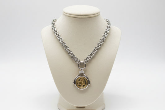 Chunky Coin Short Necklace, Silver