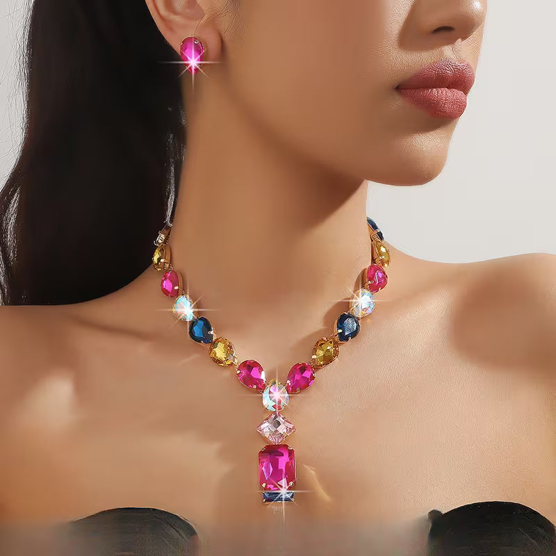 Sculptural Droplet Necklace and Earring Set