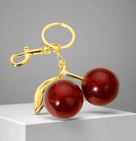 Glittered Cherry Key Chain, Bag Charm