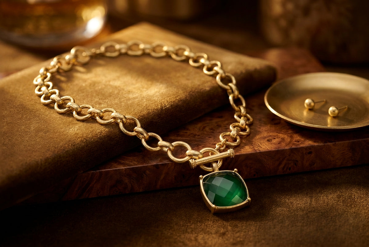Water-Resistant Cushion Pendant Toggle Necklace