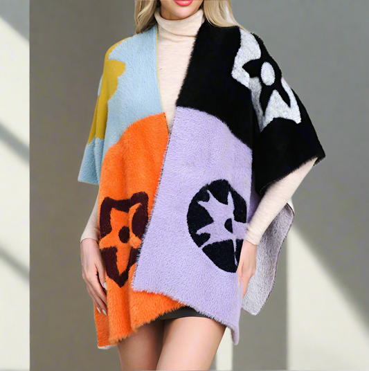 MULTI COLOR PONCHO CAPE