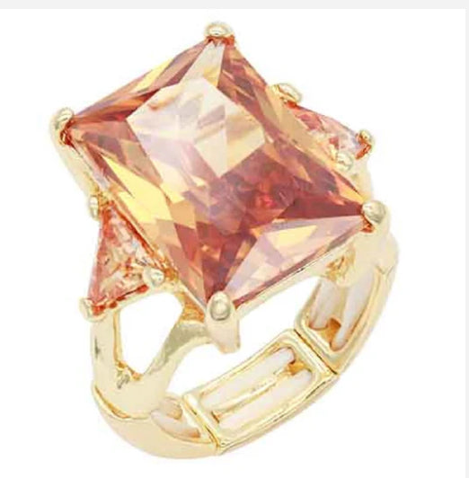 STRETCH RING TOPAZ STONES, GOLD