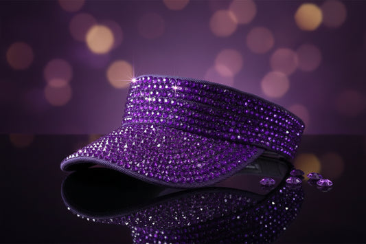 Bling Purple Rhinestone Sport Sun Visor Hat