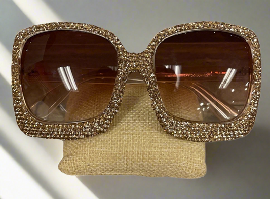 Bling Square Glasses, Brown
