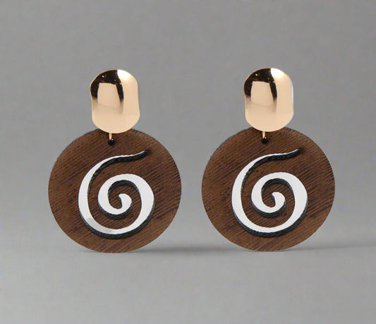 WOOD COCO CIRCLE EARRINGS, GOLD
