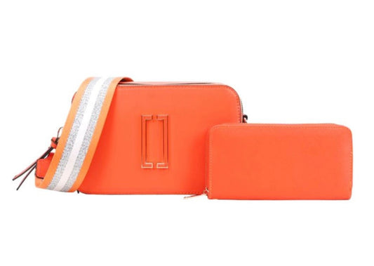 Crossbody Messenger Bag + Wallet Orange