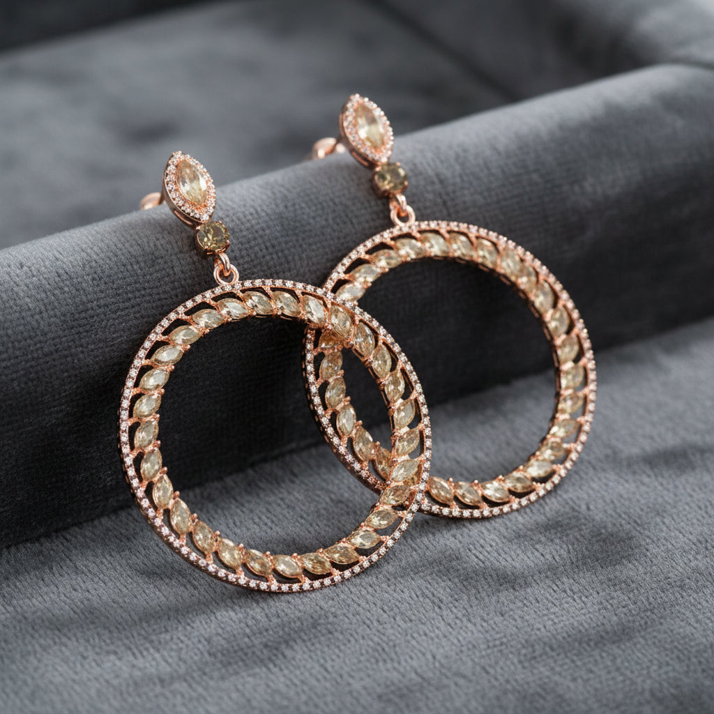 Rhinestone Rose Gold Elegant Earrings