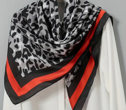 Red/Black Leopard Print Scarf