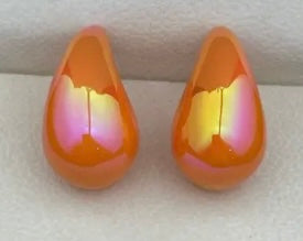 Shimmering Teardrop Earrings Orange