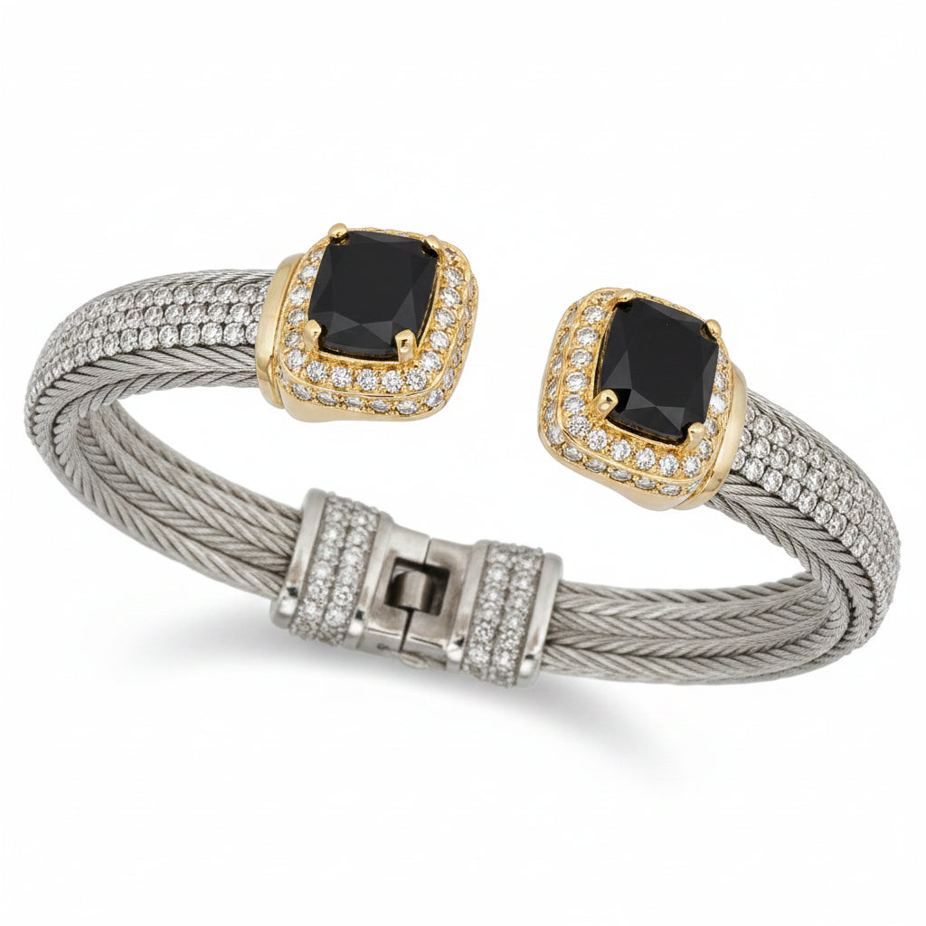 Cubic Zirconia Black Stone Bangle
