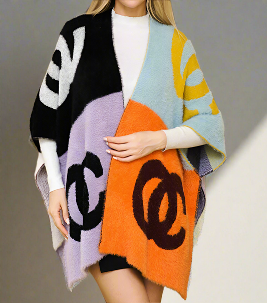 C MULTI COLOR PONCHO CAPE