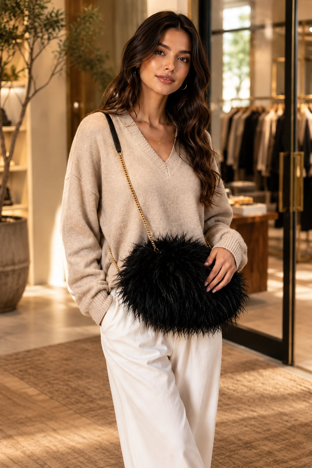 Fashion Feathered Crossbody Handbag