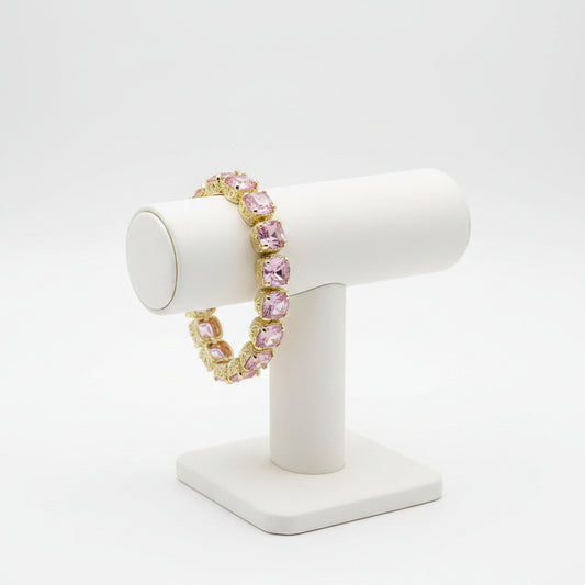 Pink 14K Gold Plated CZ Stones Toggle Bracelet