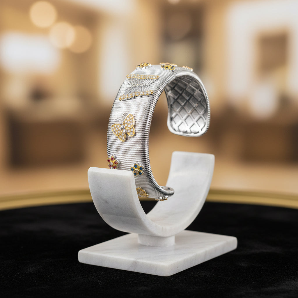 Two-Tone Butterfly Bracelet Cuff Bangle
