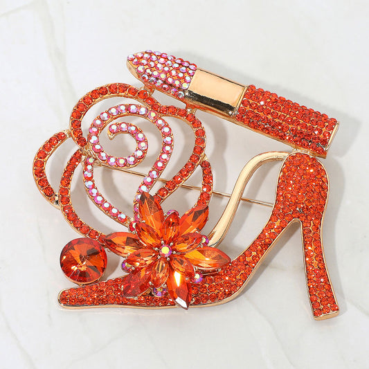 HIGH HEEL FLOWER BROOCH ORANGE