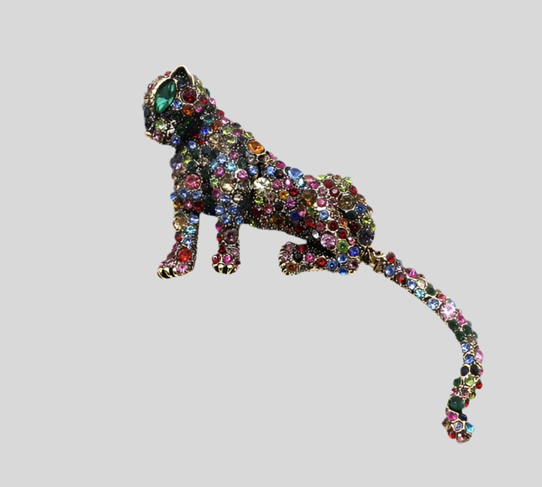 Multi Color Jaguar Brooch