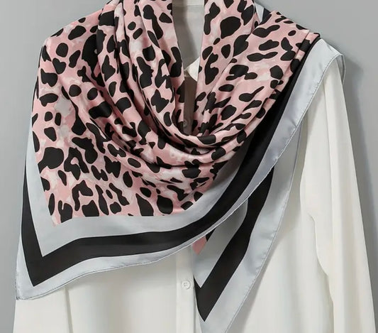 Pink/Black Large Square Scarf