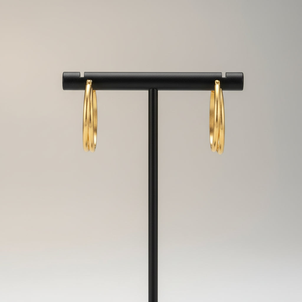 OVAL SHAPE GOLD STAINLESS STEEL EARRINGS