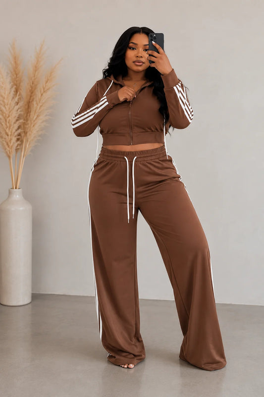 Two-Piece Track Suit, Mocha