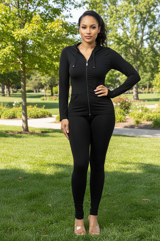 2PC JACKET SET, BLACK