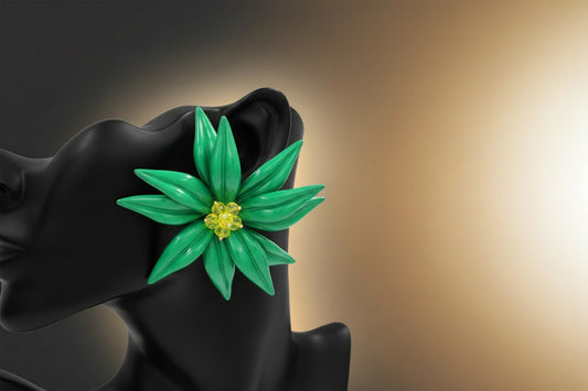 Green Flower Earrings