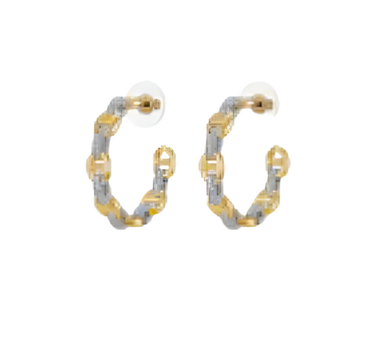 14K Gold Plated Two Tone Link Earrings