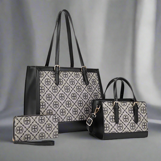 3 in 1 HANDBAG SET, BLACK