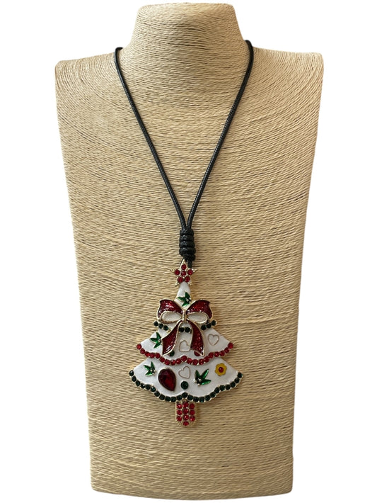 FESTIVE WHITE TREE NECKLACE, LONG