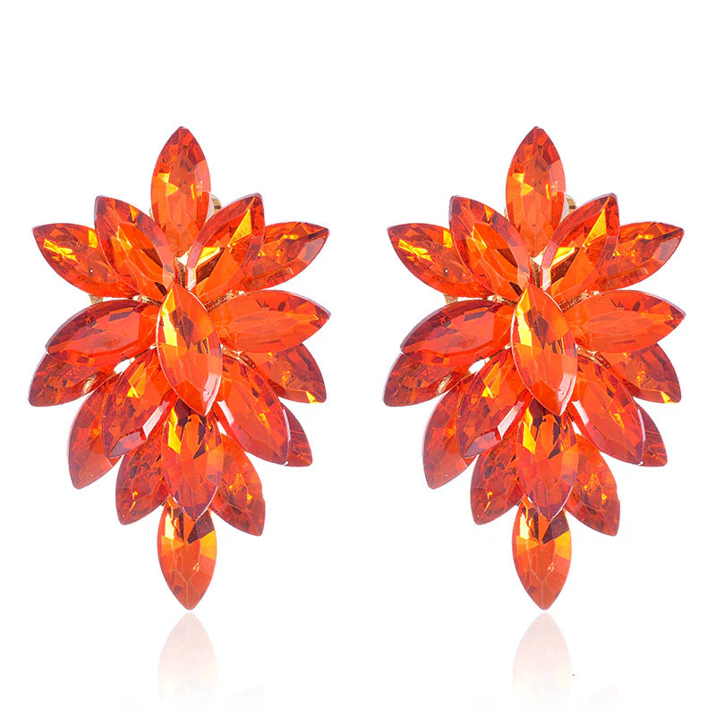 Orange Glamour Clip On Earrings