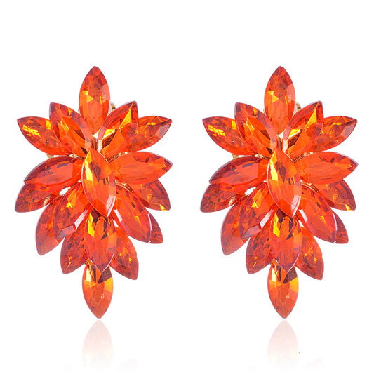 Orange Glamour Clip On Earrings