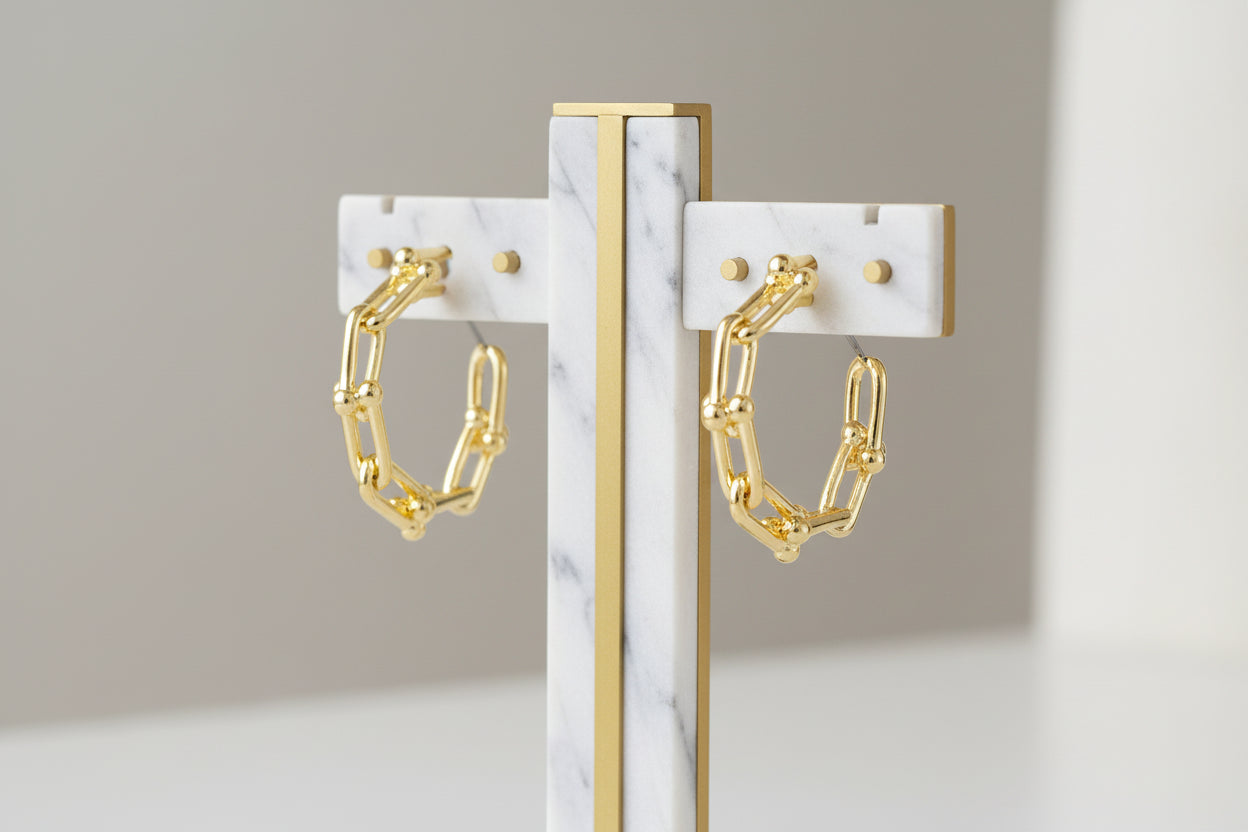 HB Hoop Earrings, Gold