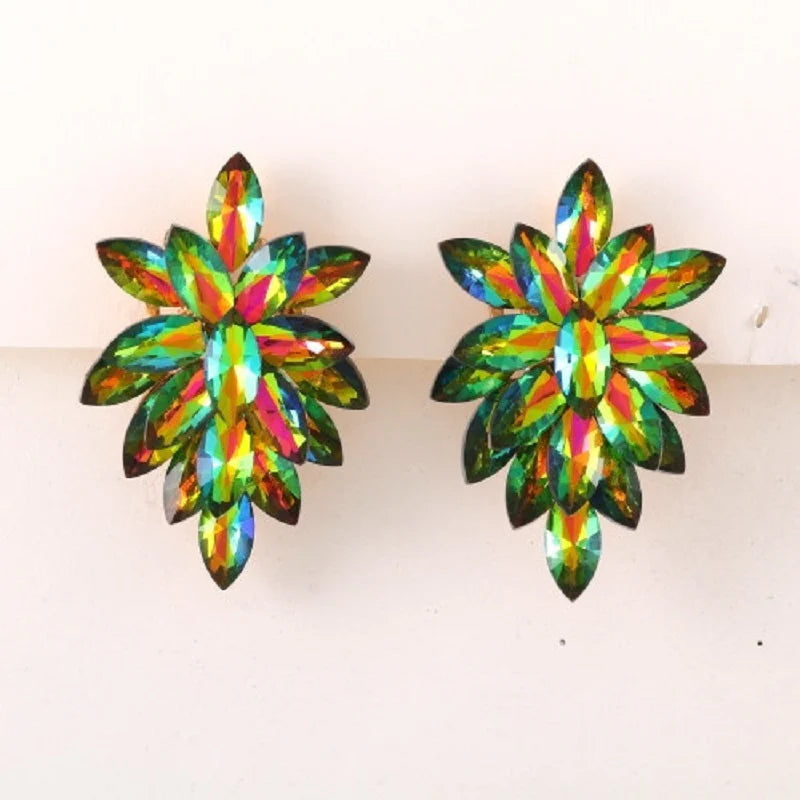 AB Multi Glamour Clip On Earrings