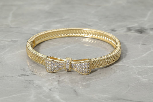Bow Bangle Cubic Zirconia Stones