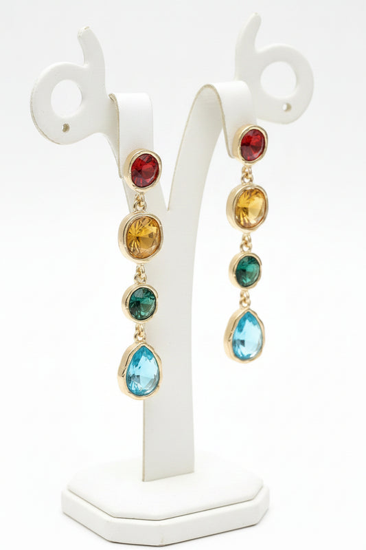 Teardrop Multi Stone Drop Earrings