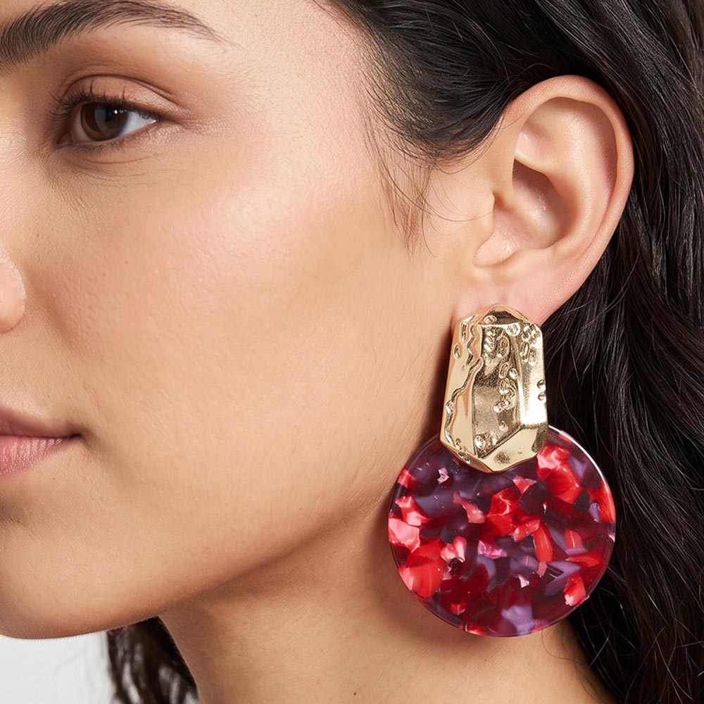 Oversized Round Statement Earrings, GDBG