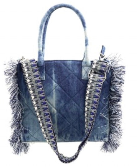 Denim Fringe Handbag