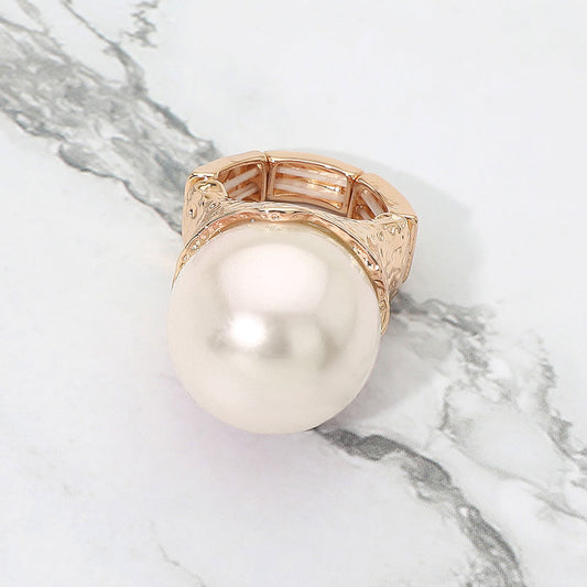 Pearl Stretch Ring, Gold