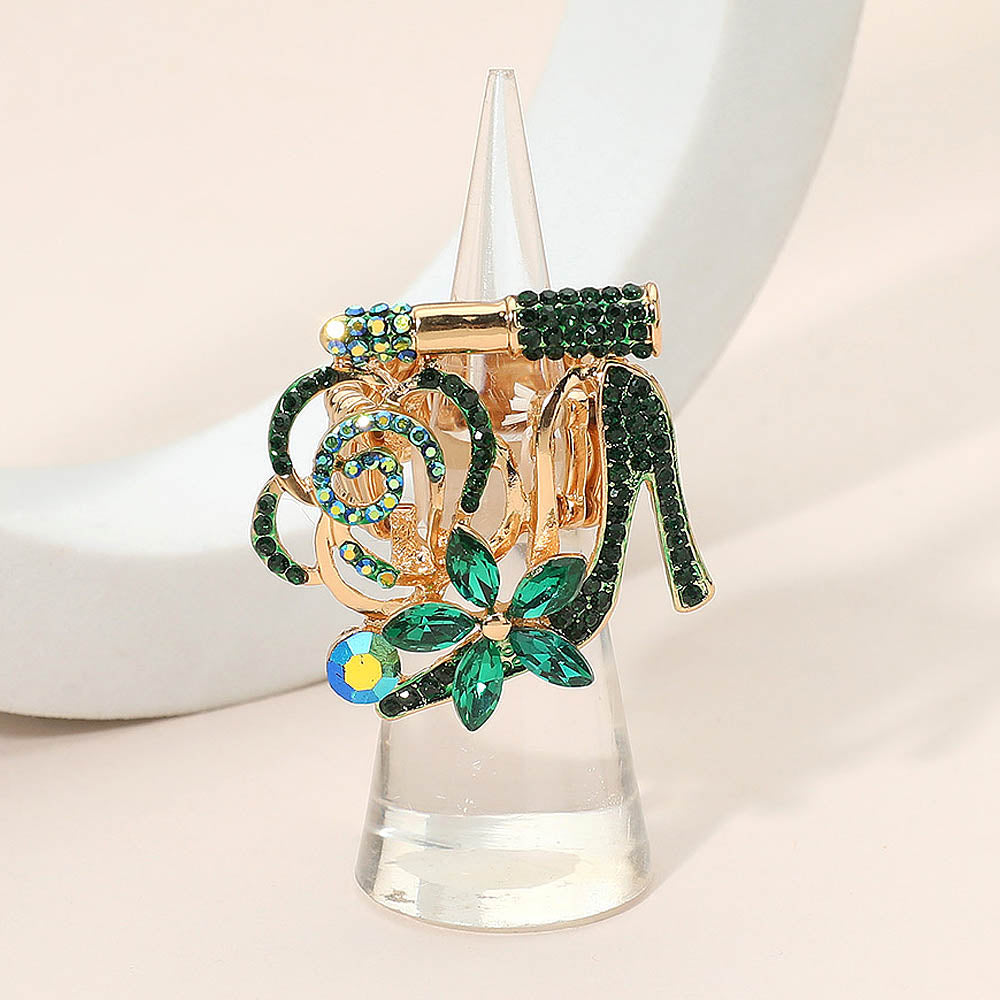High Heel Flower Lipstick Stretch Ring, Green