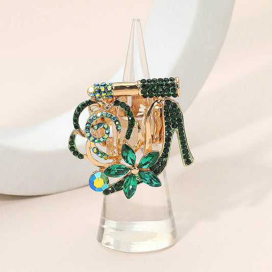 High Heel Flower Lipstick Stretch Ring, Green